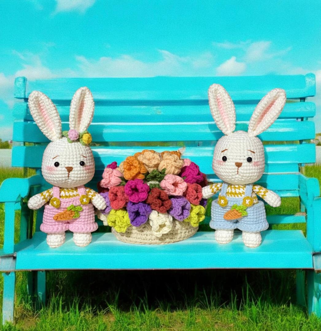 Couple Bunnies (Availability Status: Made to Order, Characters: Animal Plushies, Colors: Multicolor)