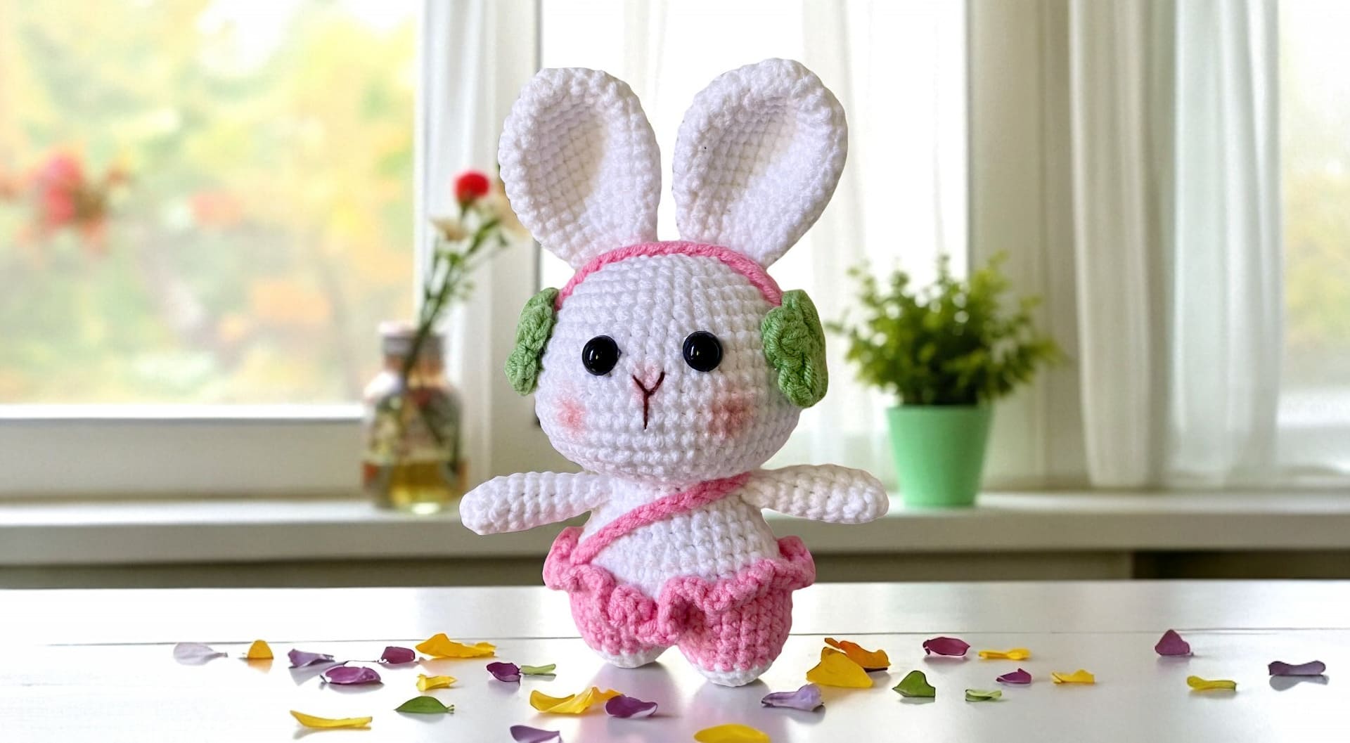 🐰 Bunny with Headphones (Availability Status: Ready to Ship, Characters: Animal Plushies, Colors: White)