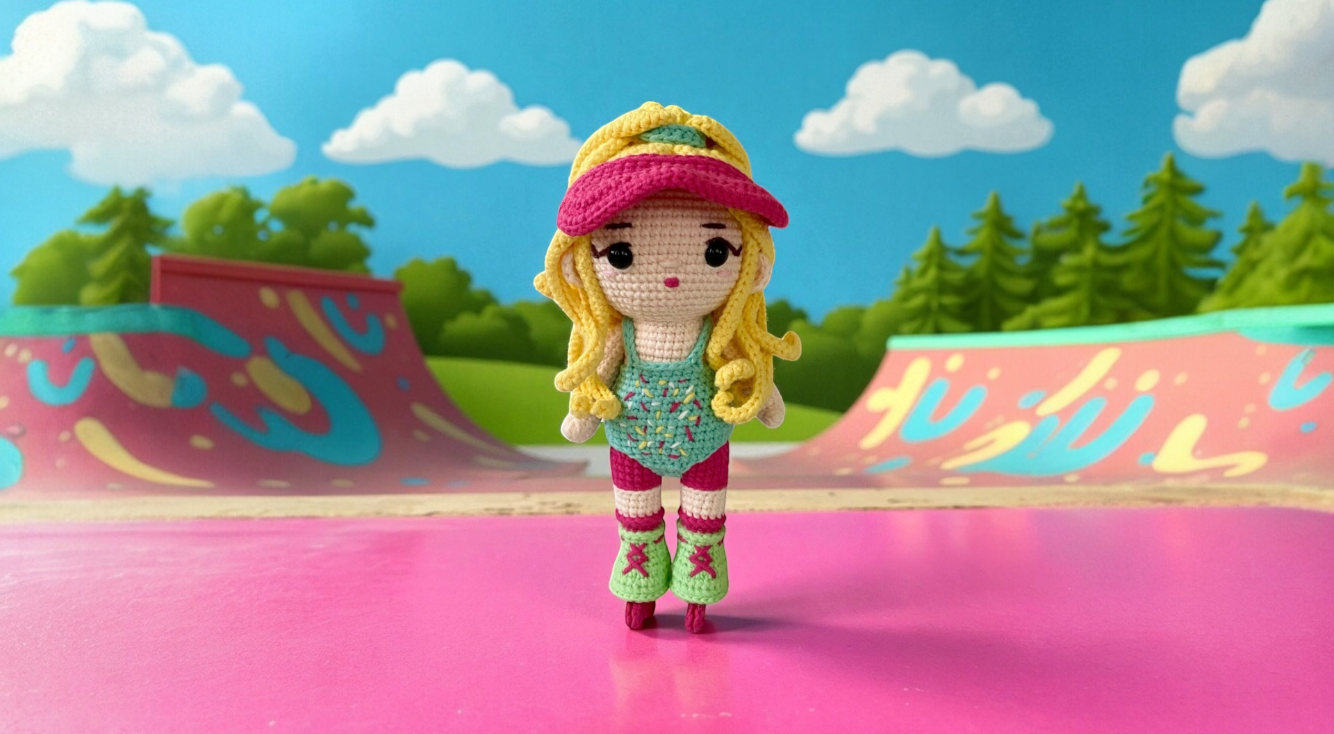 Barbie on Skating Shoes (Availability Status: Ready to Ship, Color Styles: Bright / Rainbow (Vibrant red, electric blue, lime green, bold yellow...), Size: Large (10”+ / 25+ cm))