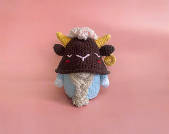 Taurus Zodiac Gnome (Availability Status: Made to Order, Characters: Dolls & People, Colors: Brown, Colors: Pink)