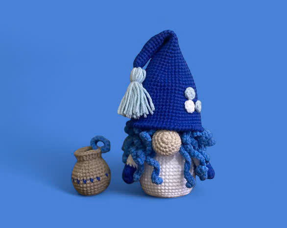 Aquarius Zodiac Gnome (Availability Status: Made to Order, Characters: Dolls & People, Colors: Blue)